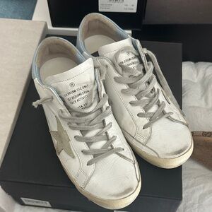 Golden Goose White and Gray Star Sneakers